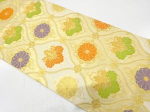 アンティーク　立涌に菊・桐模様織り出し袋帯（材料）